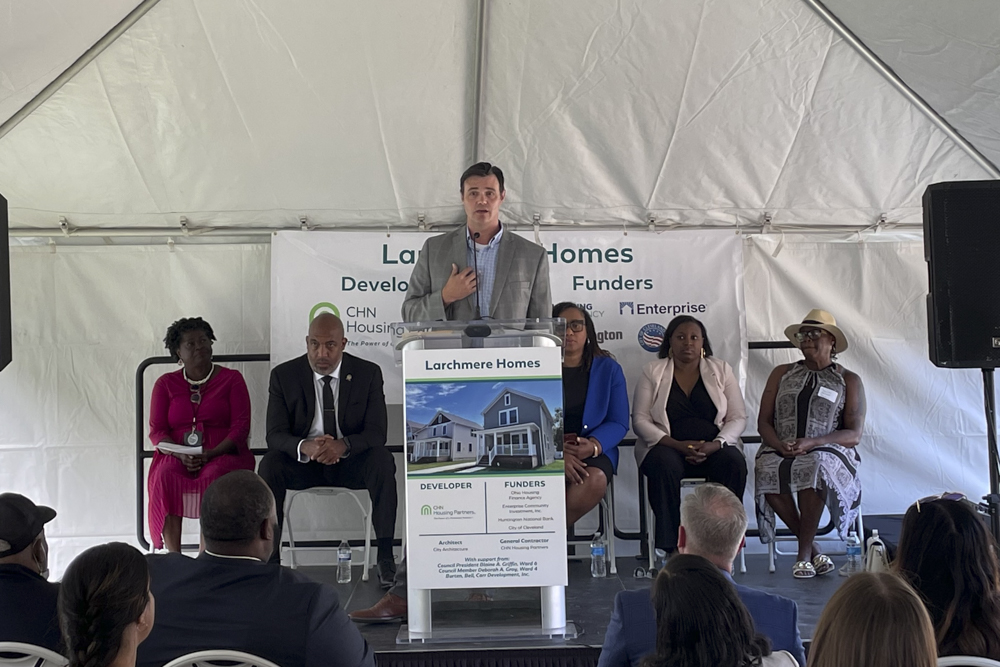 Larchmere Homes Ribbon Cutting Ceremony on new homes on Cleveland's Southeast Side